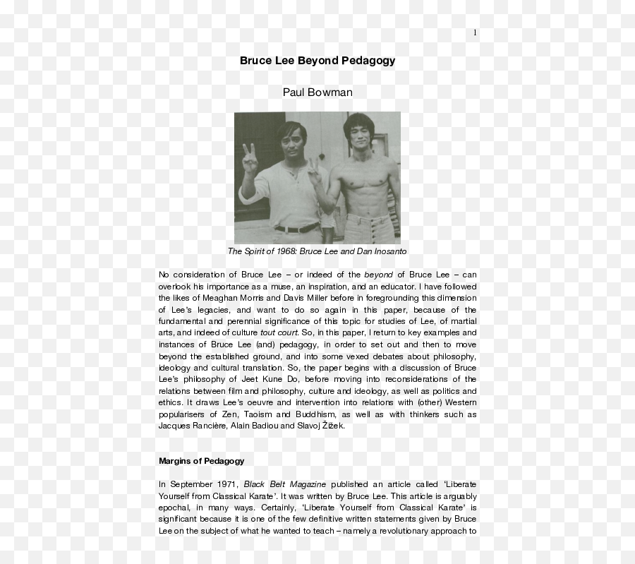 Pdf Bruce Lee Beyond Pedagogy Paul Bowman - Academiaedu Language Emoji,Bruce Lee Quote About Emotions