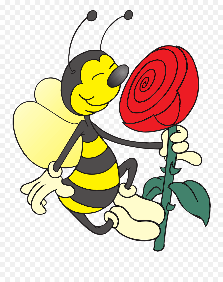 Bee Jokes - Bee Smelling Flower Cartoon Emoji,Image Of Worker Bee Emoticon