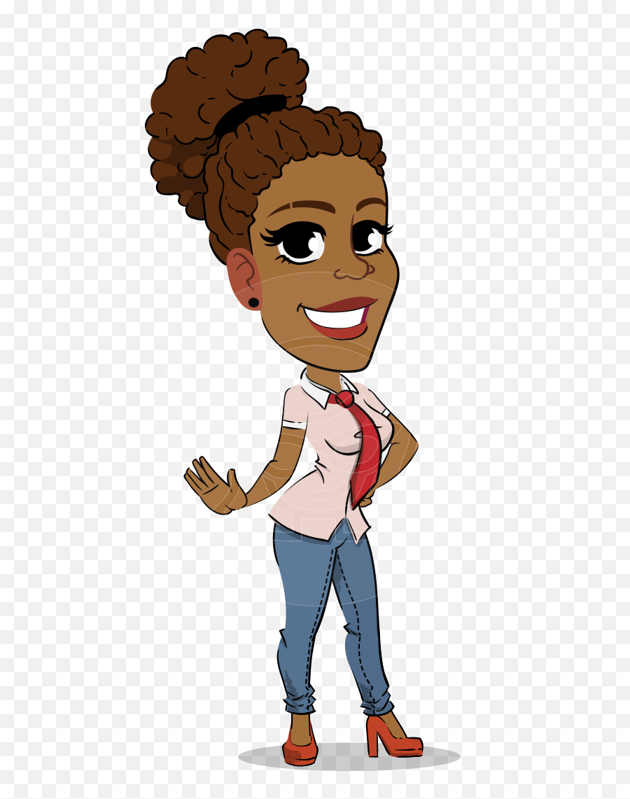 Flat Cartoon African American Girl - African American Cartoon Png Emoji,Emotion Image Waving Goodbye