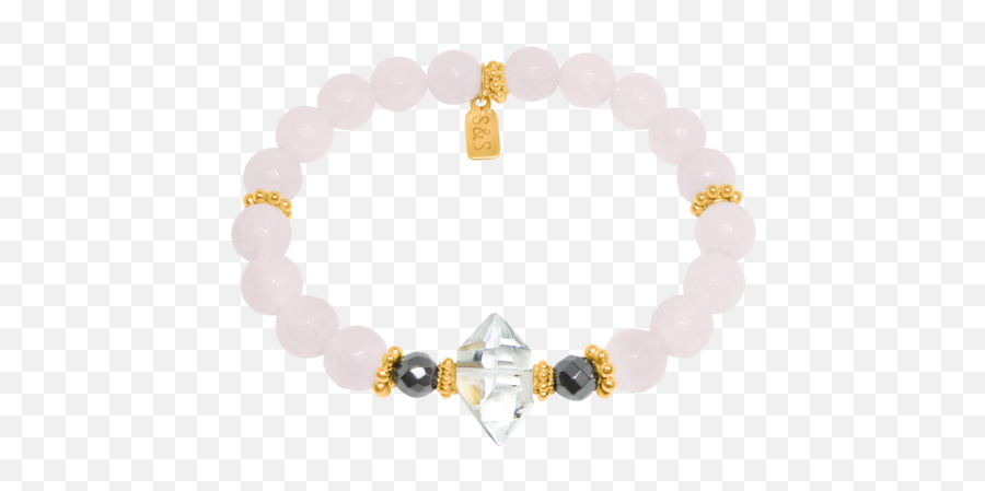 Rose And Herkimer Quartz Bracelet - Solid Emoji,Herkimer Diamond Emotion Balancer