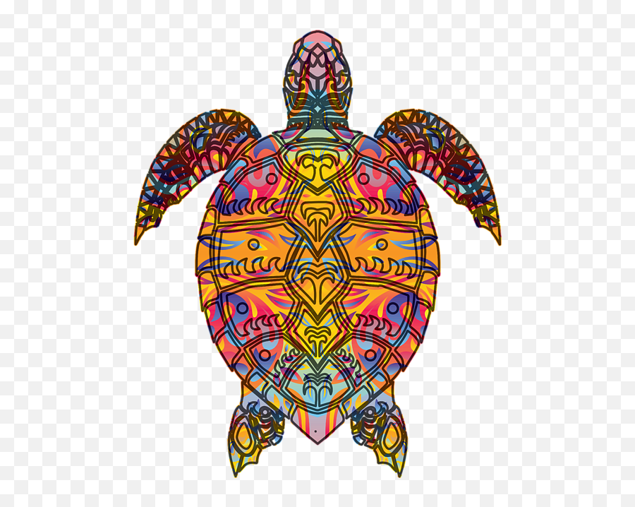 Psychedelic Hippie Sea Turtle Design - Tribal Sea Turtle Art Emoji,Turtle Emotions Pritnable Cards