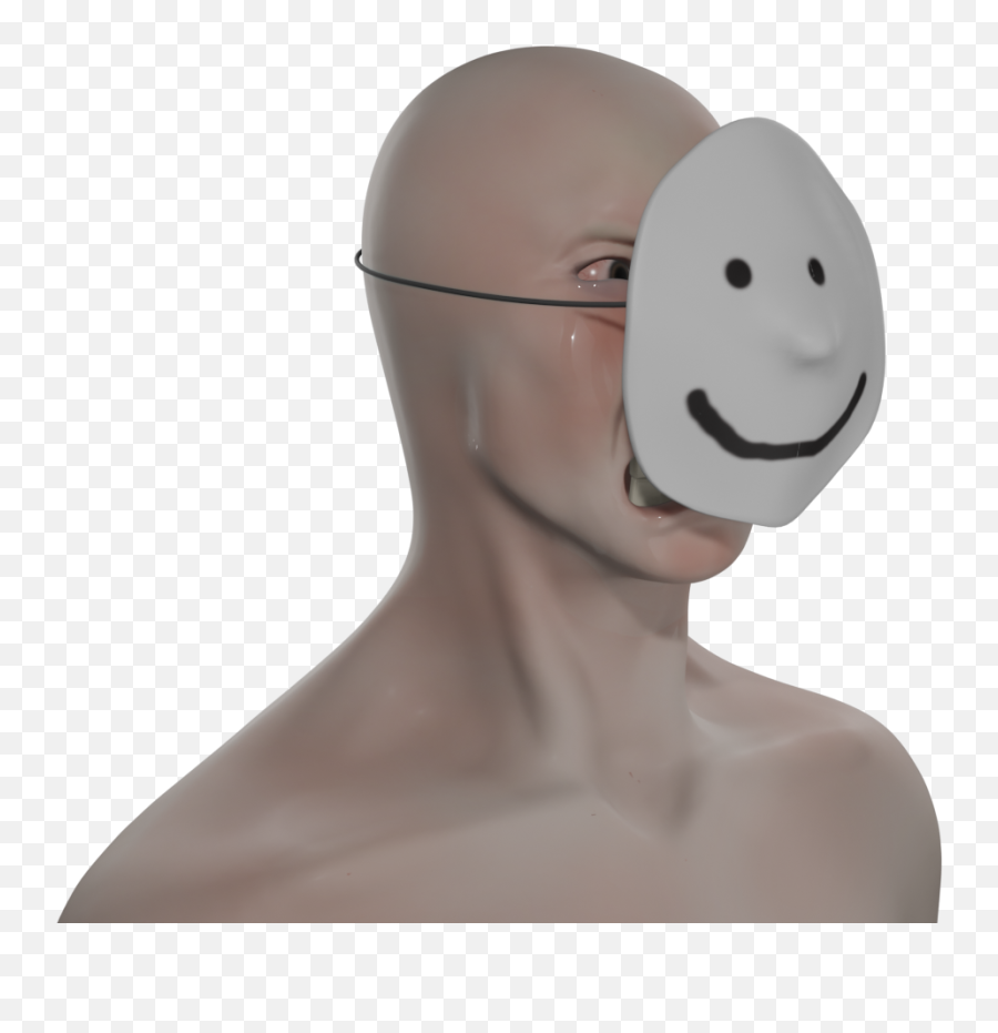 3d Wojak Crying Meme W Mask Lol Oc Sculp Blender - Wojak With Mask Emoji,Emoticon With Hyperrealistic Eyes