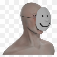 3d Wojak Crying Meme W Mask Lol Oc Sculp Blender - Wojak With Mask Emoji,Emoticon With Hyperrealistic Eyes