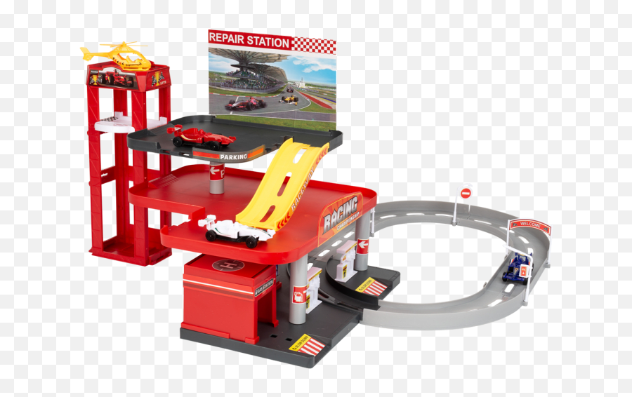 Super Toys 29 - Piece Speedway Racing And Stop Station Building Sets Emoji,Parking Emoticon Red