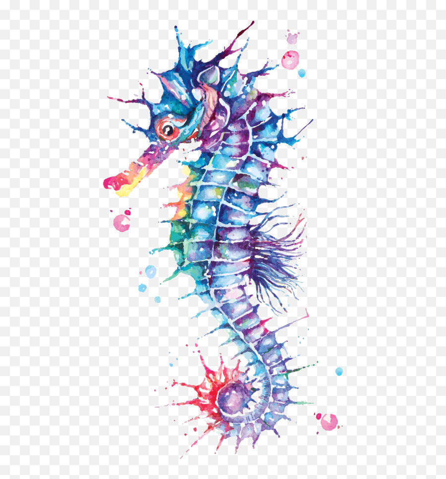 Seahorse Painting - Seahorse Watercolor Clipart Emoji,Facebook Emoticons Seahorse