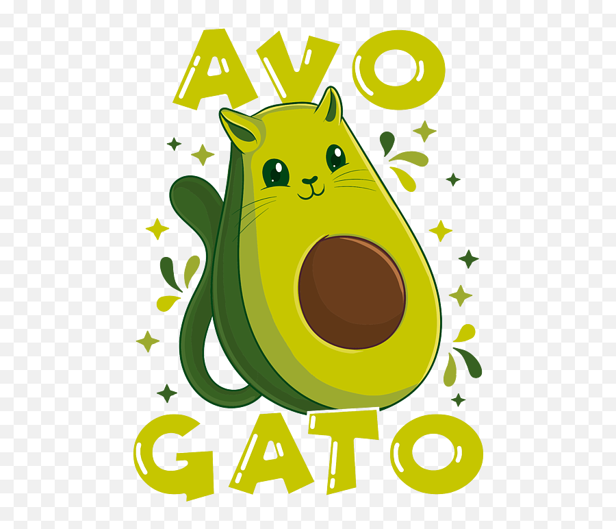 Cute Funny Avogato Avocado Cat Pun - Happy Emoji,:3 Emoticon Gato