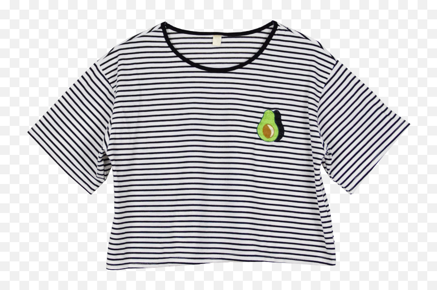 Striped Crop Top Avocado Shirt - Cute Crop Top Transparent Background Emoji,Emoji Crop Top And Skirt