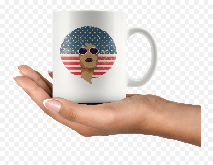 African American Queen Bohemian Coffee Mug Vintage Retro Afro Red White Blue Flag Emoji,Ua Flag Emoji