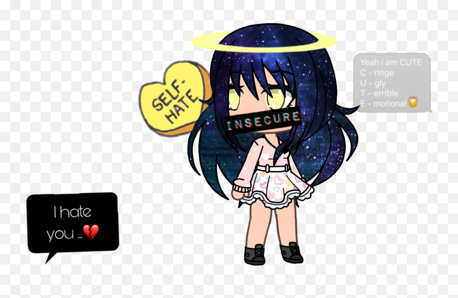 Gacha Gachalife Insecure Selfhate Sticker By Ayva - Hime Cut Emoji,Insecure Emoji