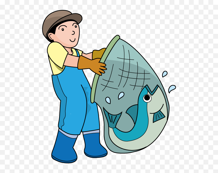 Download - Fish In Net Clipart Transparent Cartoon Jingfm Fisherman Clip Arts Emoji,Man Fishing Emoji