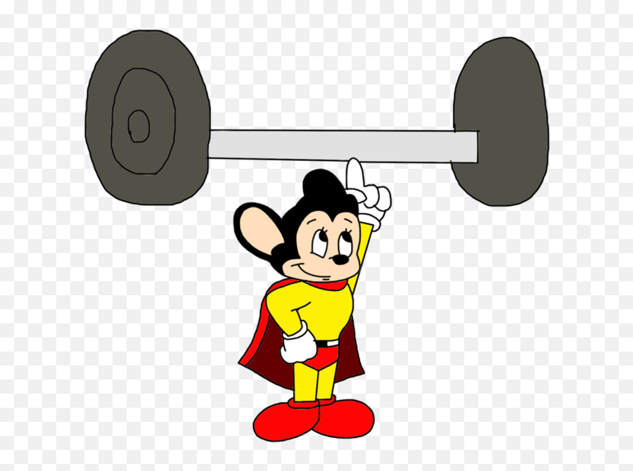 Mighty Mouse Doing Weightlifting At Olympics By - Mouse Lifting Weights Cartoon Emoji,Mickey Mouse Emoji Keyboard