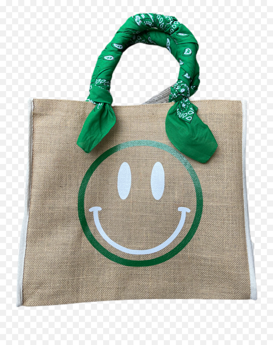 Green Smiley Bandana Jute Tote Bag - Sheffield Botanical Gardens Emoji,Green Smiley Emoticon