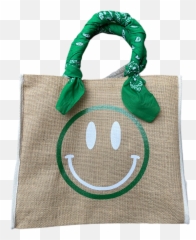 Green Smiley Bandana Jute Tote Bag - Sheffield Botanical Gardens Emoji,Green Smiley Emoticon