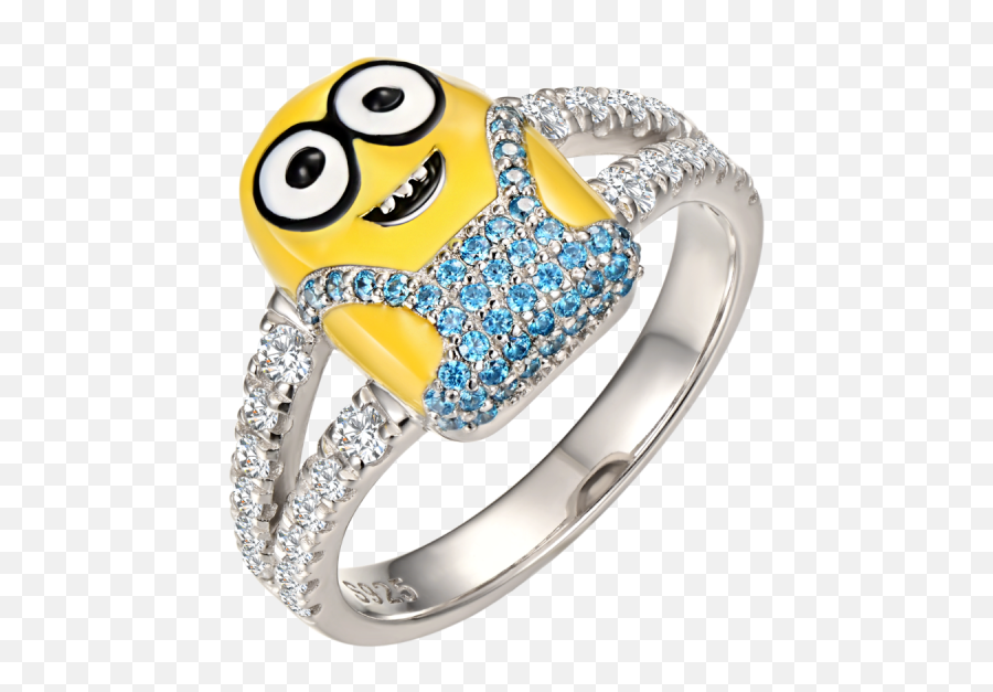 Iiathena Minion Sterling Silver Ring Emoji,Emoticon Wedding Ring