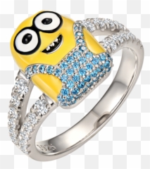 Iiathena Minion Sterling Silver Ring Emoji,Emoticon Wedding Ring