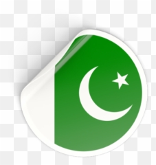 Round Sticker Illustration Of Flag Of Pakistan Emoji,Star And Cresent Emoji