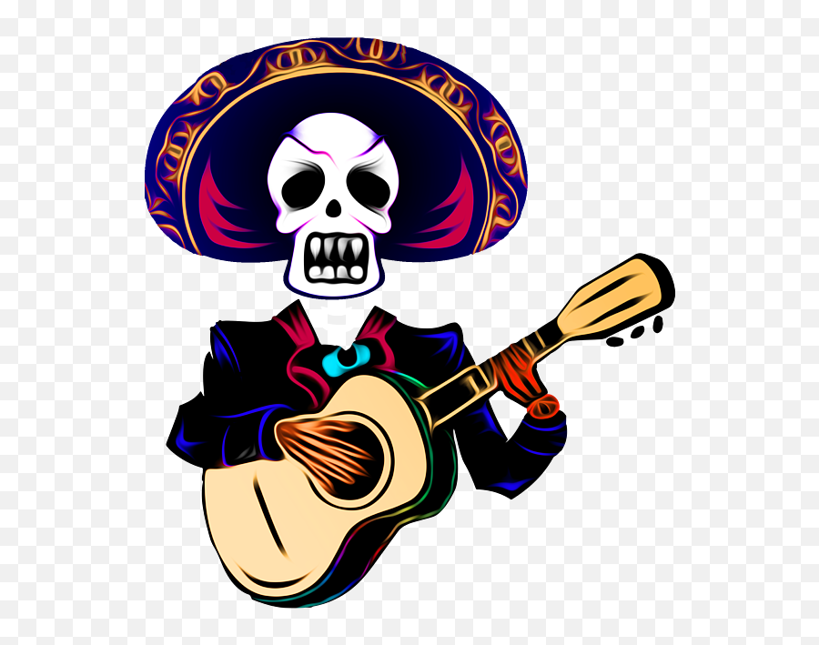 Skeleton Mariachi Guitar Skull Death 410 T - Shirt Emoji,Death Skull Emojis