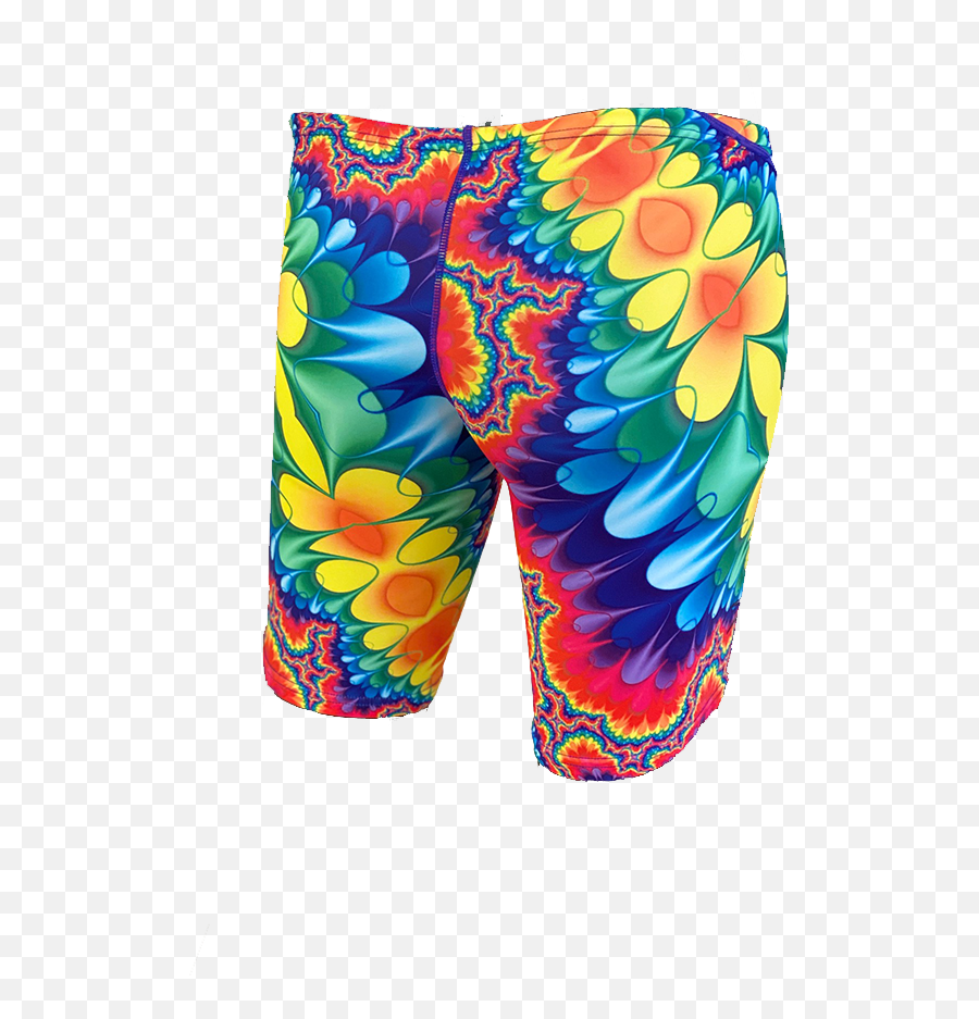 Splitz Jammer Swim Shorts In Rainbow Psychodelic Swirls - Bermuda Shorts Emoji,Girls Emoji Shorts