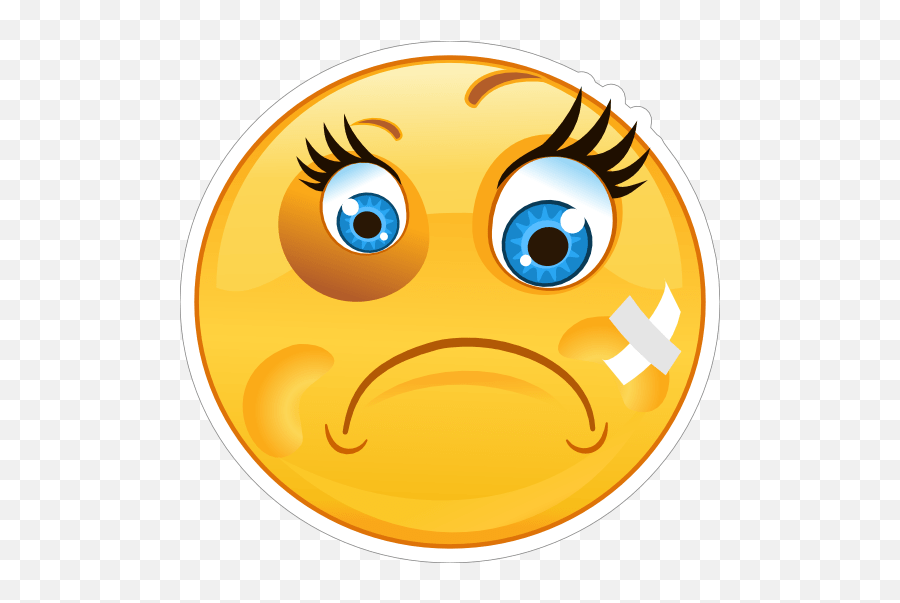 Crazy Beaten Up Emoji Sticker - Big Smile Emoji Eyes,Terrified Emoji