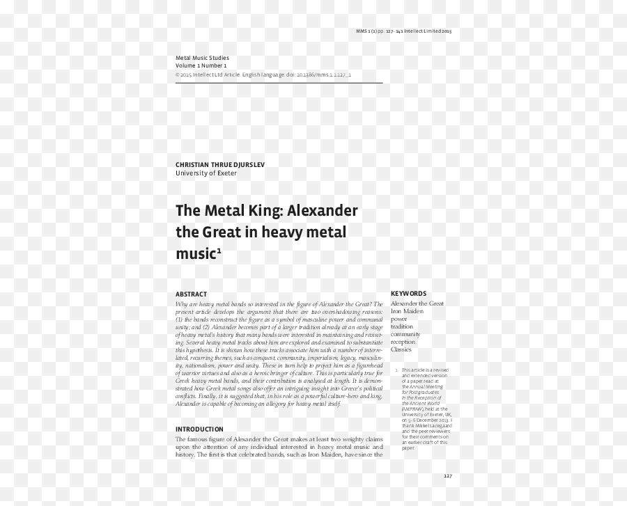 Pdf The Metal King Alexander The Great In Heavy Metal - Document Emoji,Heavy Meatal Horns Emoticon