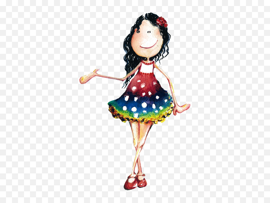 Little Girl In Dress Kids Decal - Dot Emoji,Emoji Dress Girl