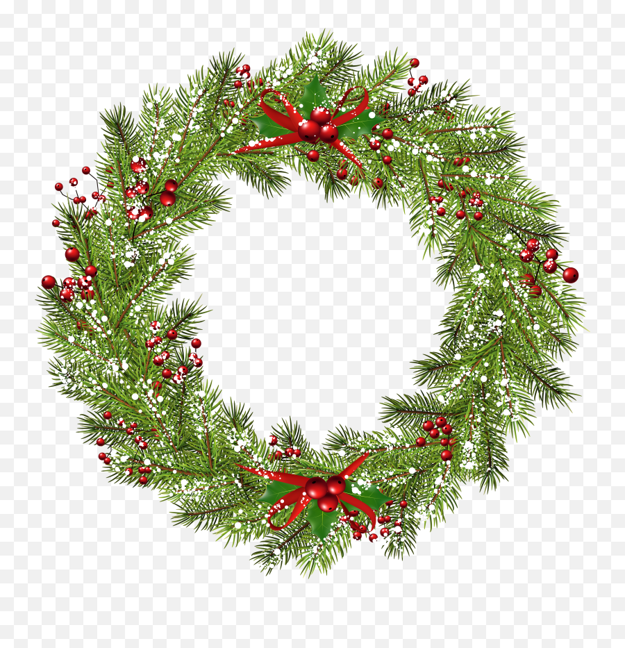 Wreath Christmas Clip Art - Christmas Wreath Png Clip Art Transparent Background Christmas Wreath Clipart Emoji,Download Christmas Emojis