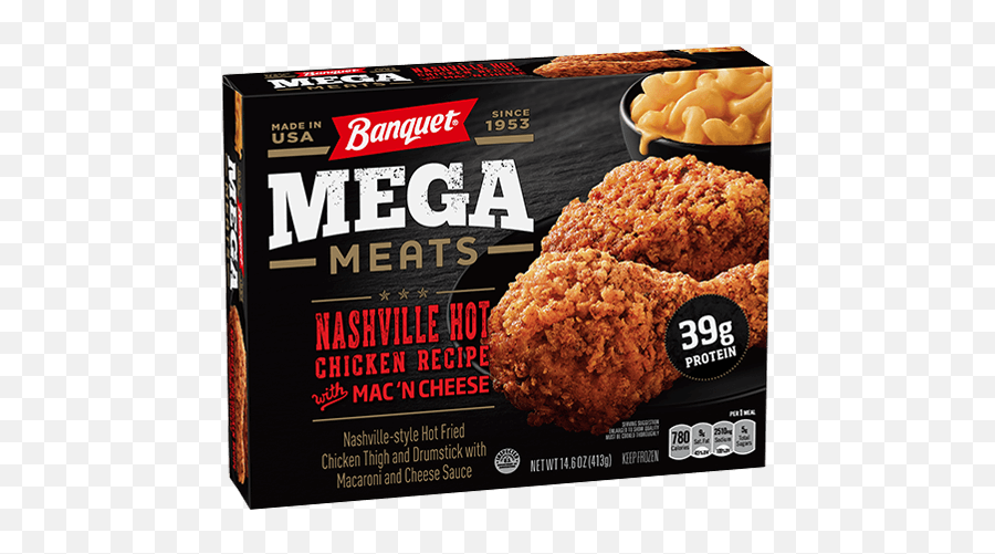 Nashville Hot Fried Chicken With Mac U0027n Cheese - Banquet Mega Meats Nashville Hot Fried Chicken Emoji,Hot & Sexy Emojis