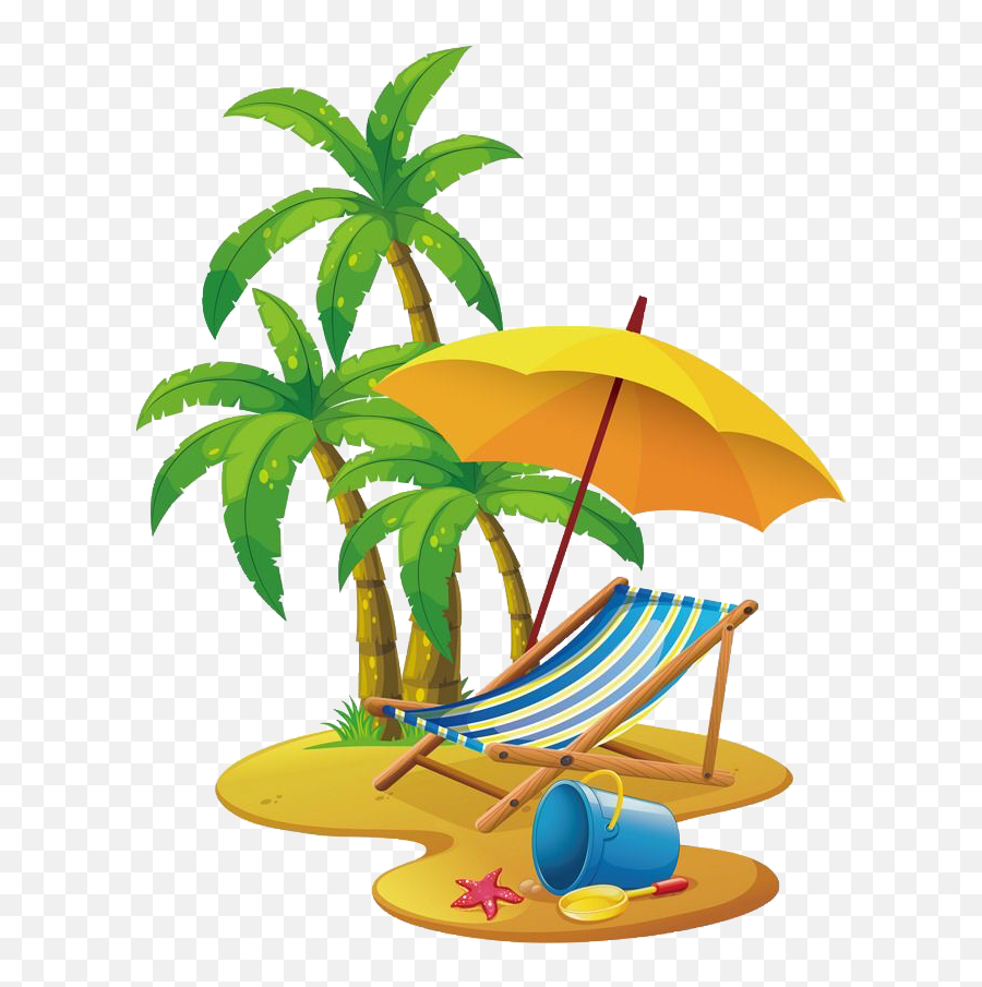 Beach Umbrella Sand Sticker - Palm Tree Beach Clipart Png Emoji,Beach Umbrella Emoji