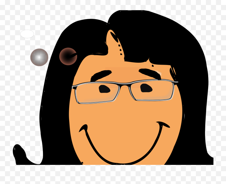 Woman With Glasses Black Hair Clip Art - Happy Emoji,Black Glasses Emoticon