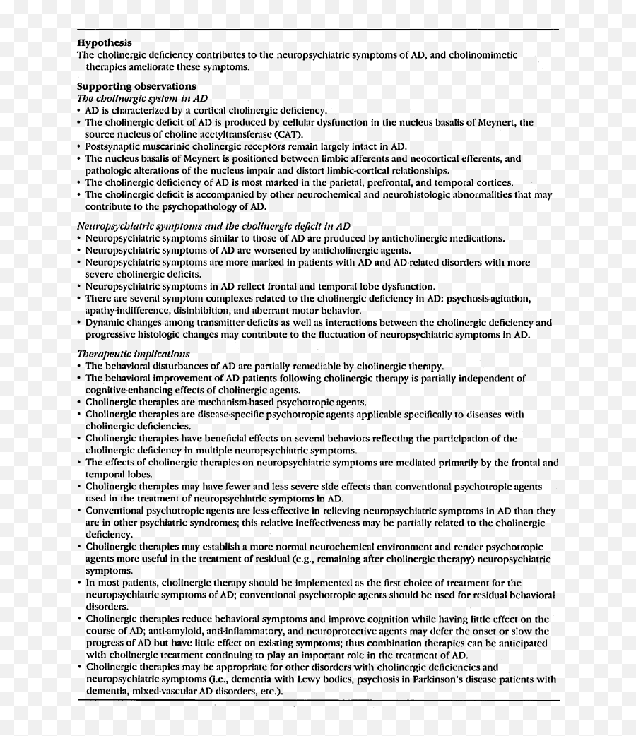 The Cholinergic Hypothesis Of Neuropsychiatric Symptoms In - Document Emoji,Paralimbic Syndroms No Emotions