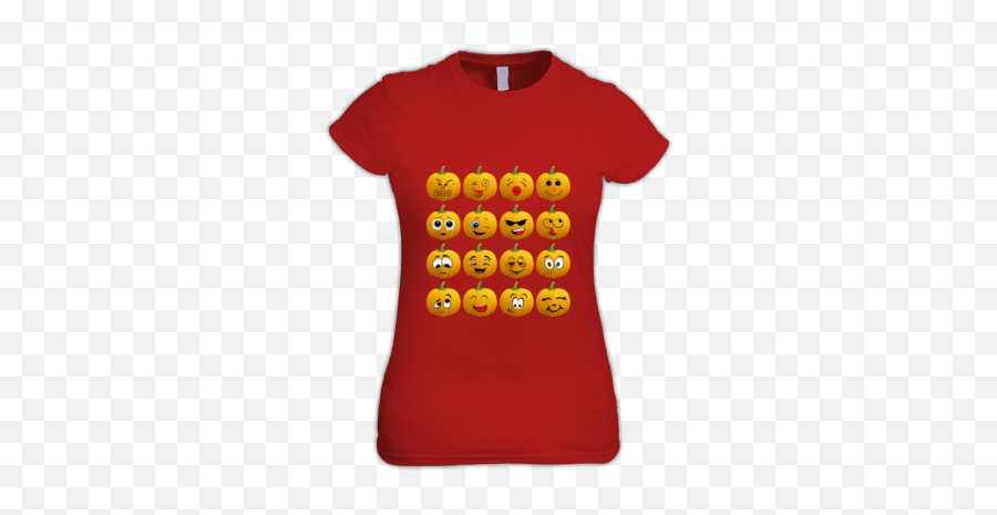 Halloween Halloween Pumpkin Emoji Women T Shirt At - Red,100 Percent Emoji
