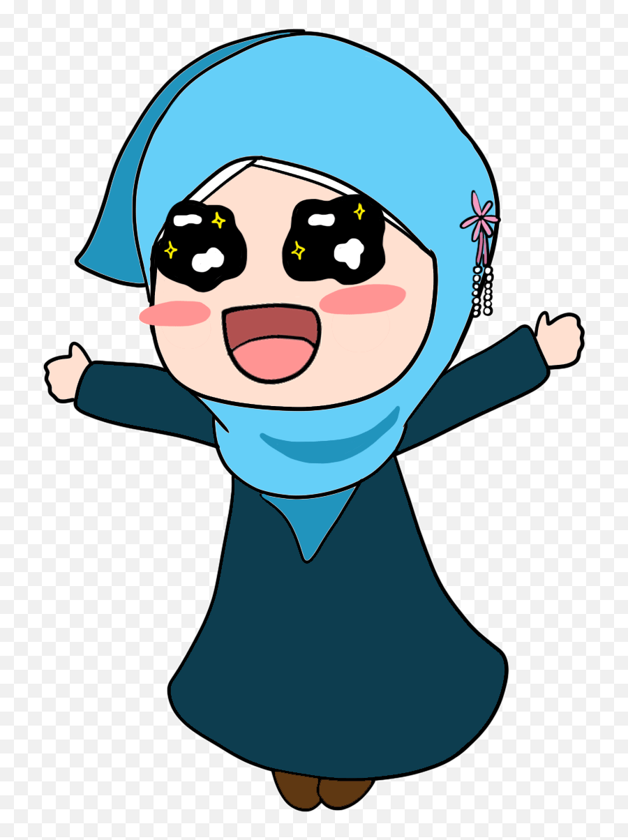 Girl Thank You Sticker For Ios Android - Girl Muslimah Cartoon Gif Emoji,Hula Girl Emoji