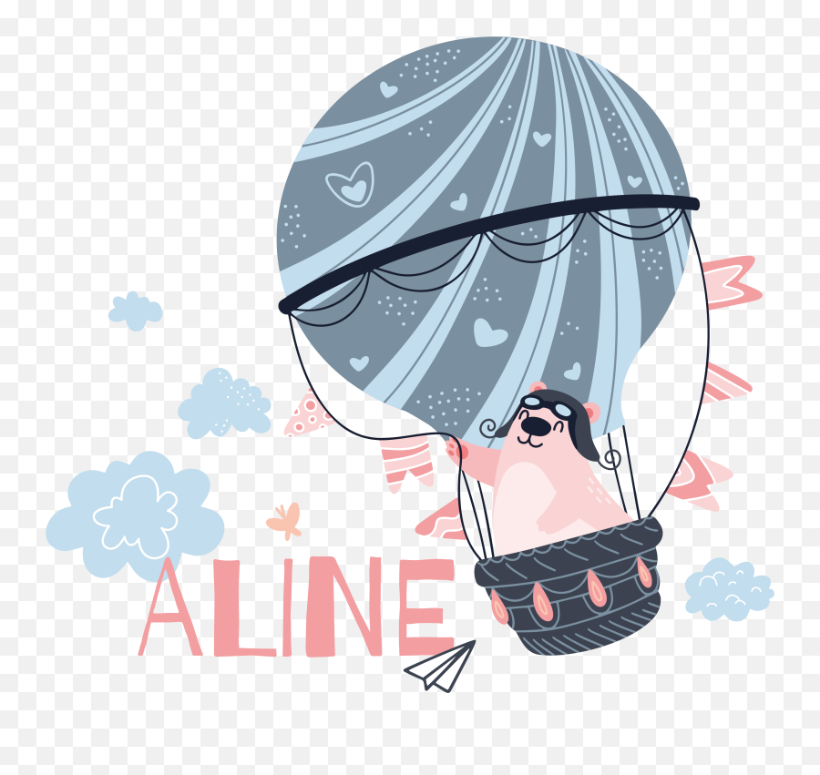 Pink And Grey Balloon With Clouds And Name Illustration Wall Art Emoji,Cloud And Moon Emoji