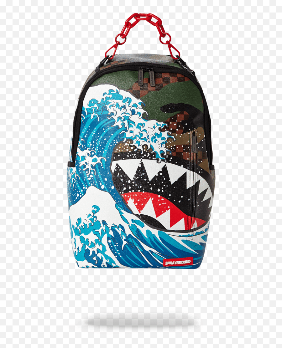 Camokawa Wave Shark - Sprayground Checkered Camokawa Emoji,Marvel Emoji Backpack