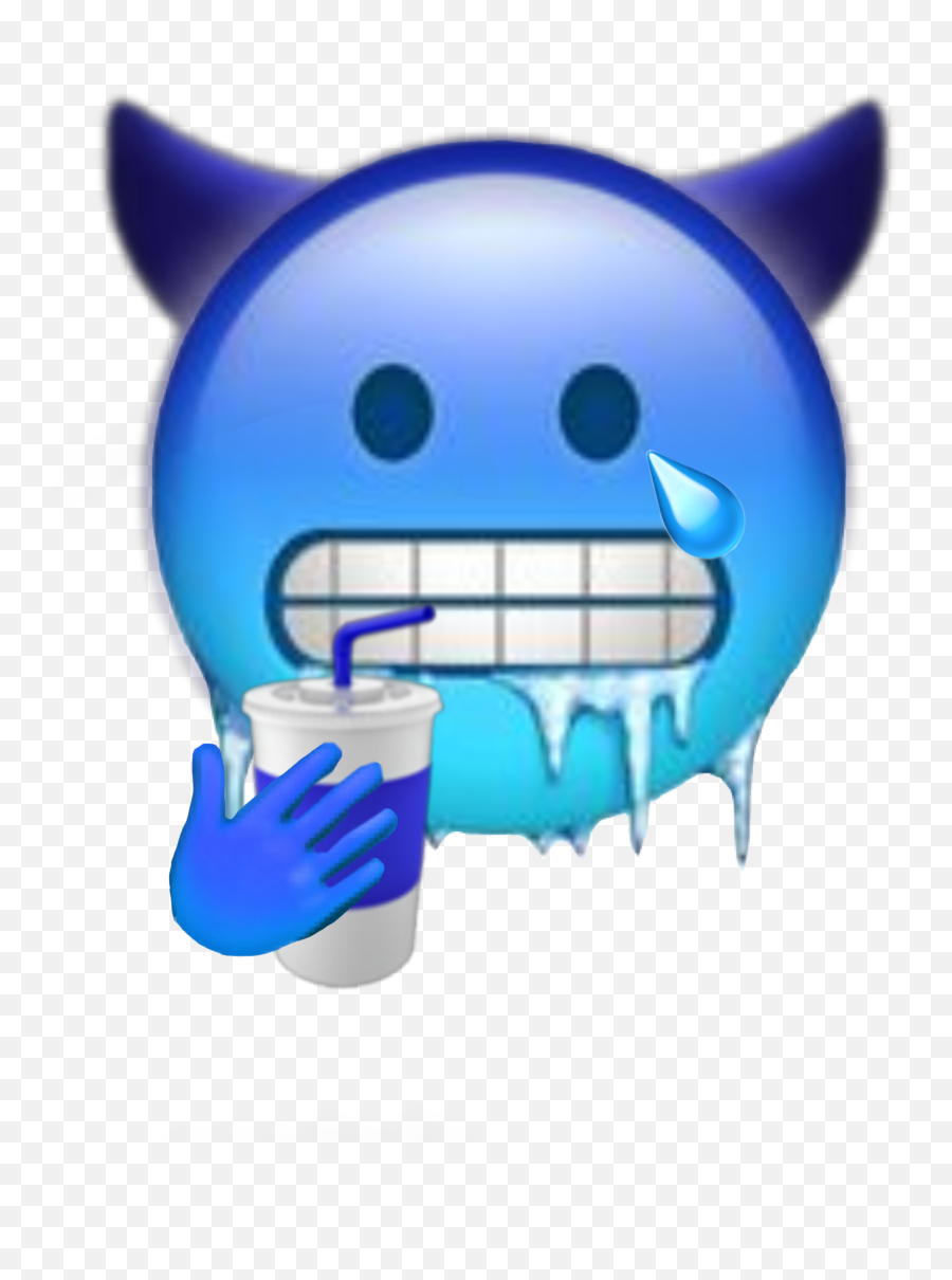 Blue Sad Sademoji Drink Sticker By Emoji Bitch - Cold Face Emoji Apple,Drink Emoji