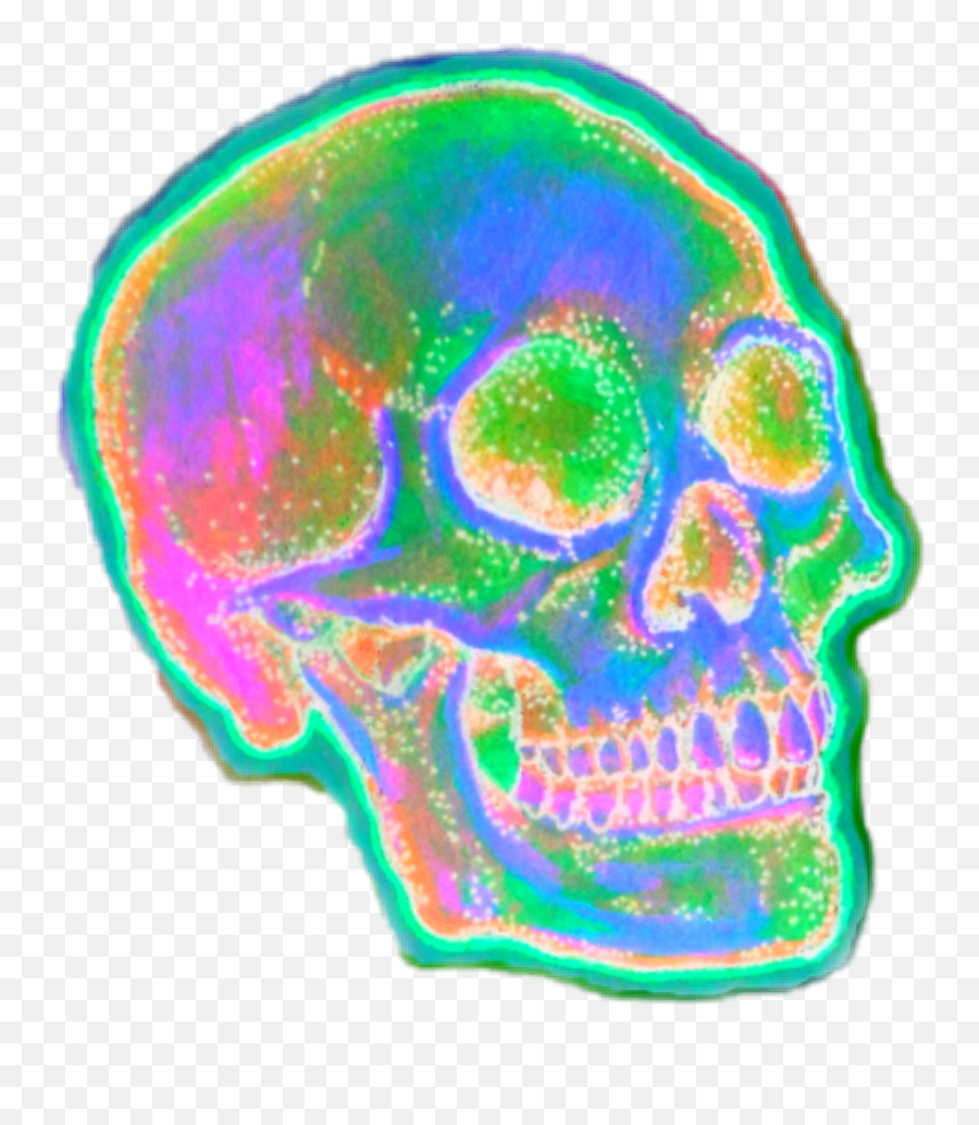 Skully Glow Head Dead Sticker By Skinny Sweaty Man - Dot Emoji,Dead Skull Emoji