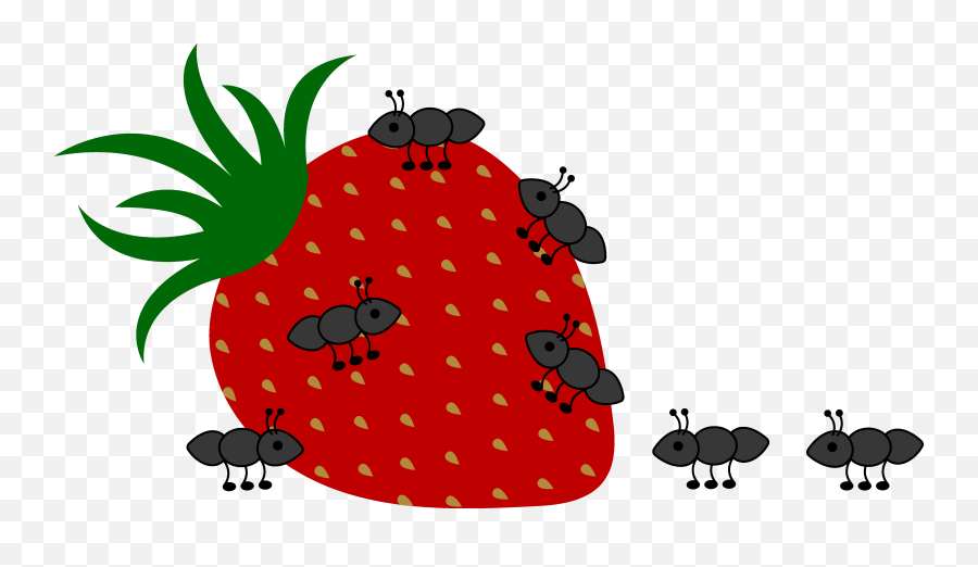 Ants Crawling On Strawberry Drawing - Ants On Food Clipart Emoji,Emotions Clip Art Free