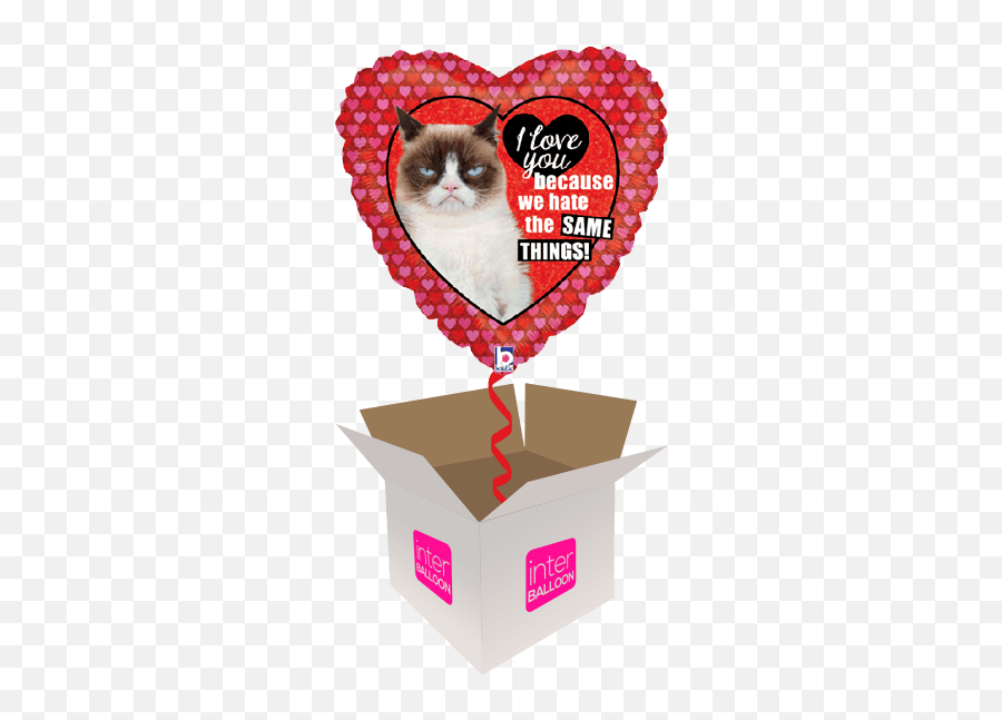 Aberystwyth Helium Balloon Delivery In A Box Send Balloons - Sparkling Valentine Emoji,Grumpy Cat Emojis