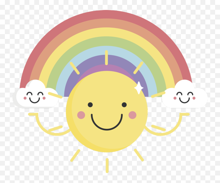 Rainbow And Sun Wall Sticker - Infantil Imagen De Sol Emoji,Emoji Wall Art