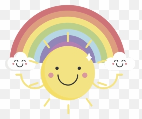 Rainbow And Sun Wall Sticker - Infantil Imagen De Sol Emoji,Emoji Wall Art