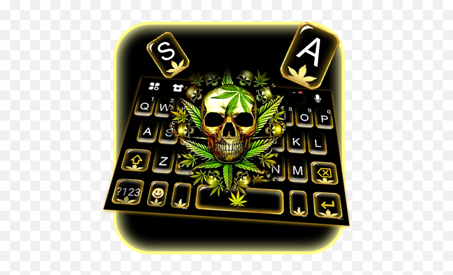 Golden Skull Weed Keyboard Theme Apk Download For Windows - Pot Leaf Skull Tattoo Emoji,Weed Emoji Android