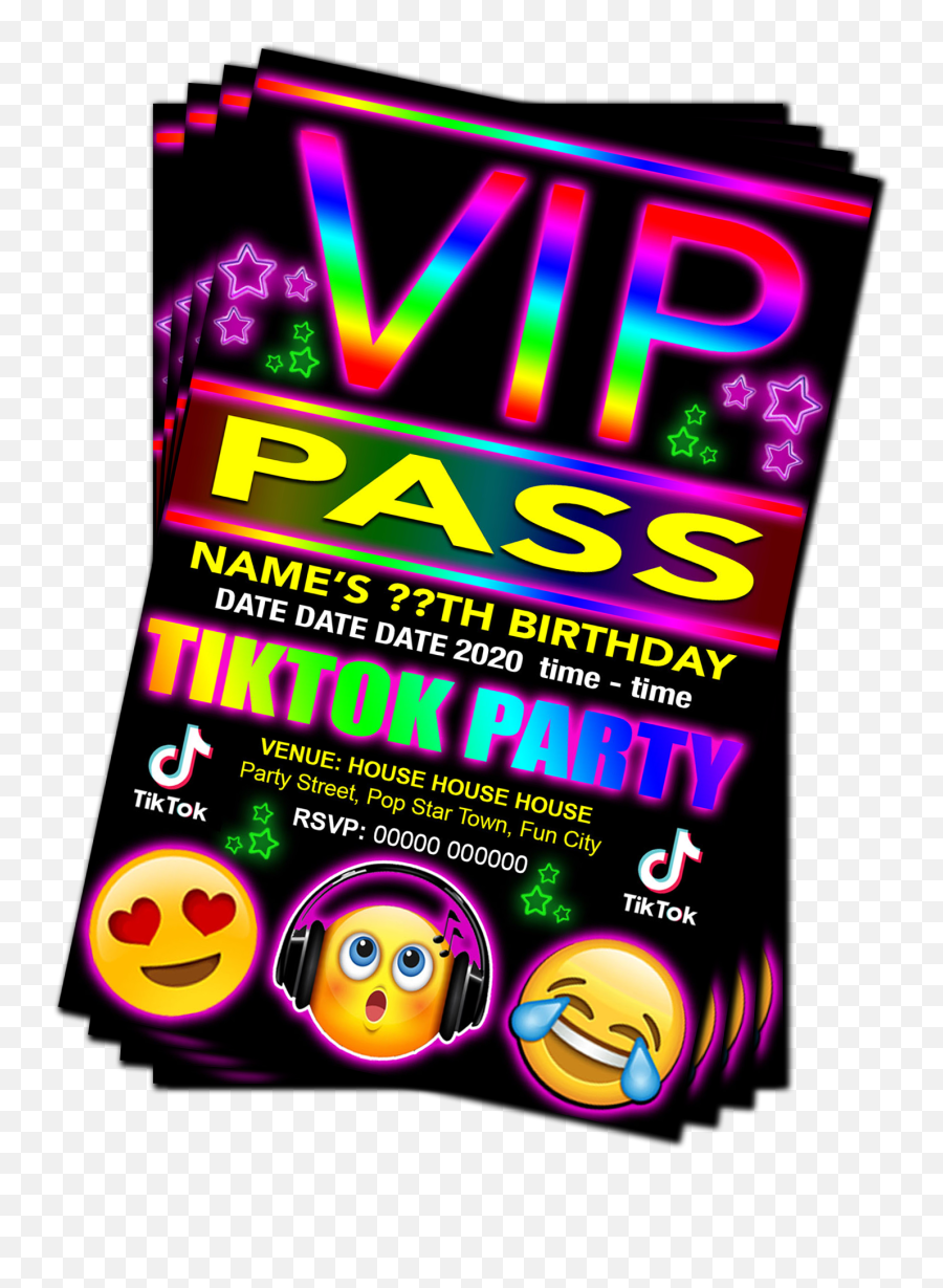 Tiktok Birthday Party Invitation - Tiktok Party Emoji,Free Emoji Invitations