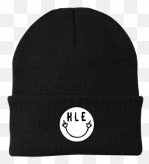Middle Finger Face Beanie U2013 Hle Clothing - Toque Emoji,Black And White Emoticon Giving The Finger