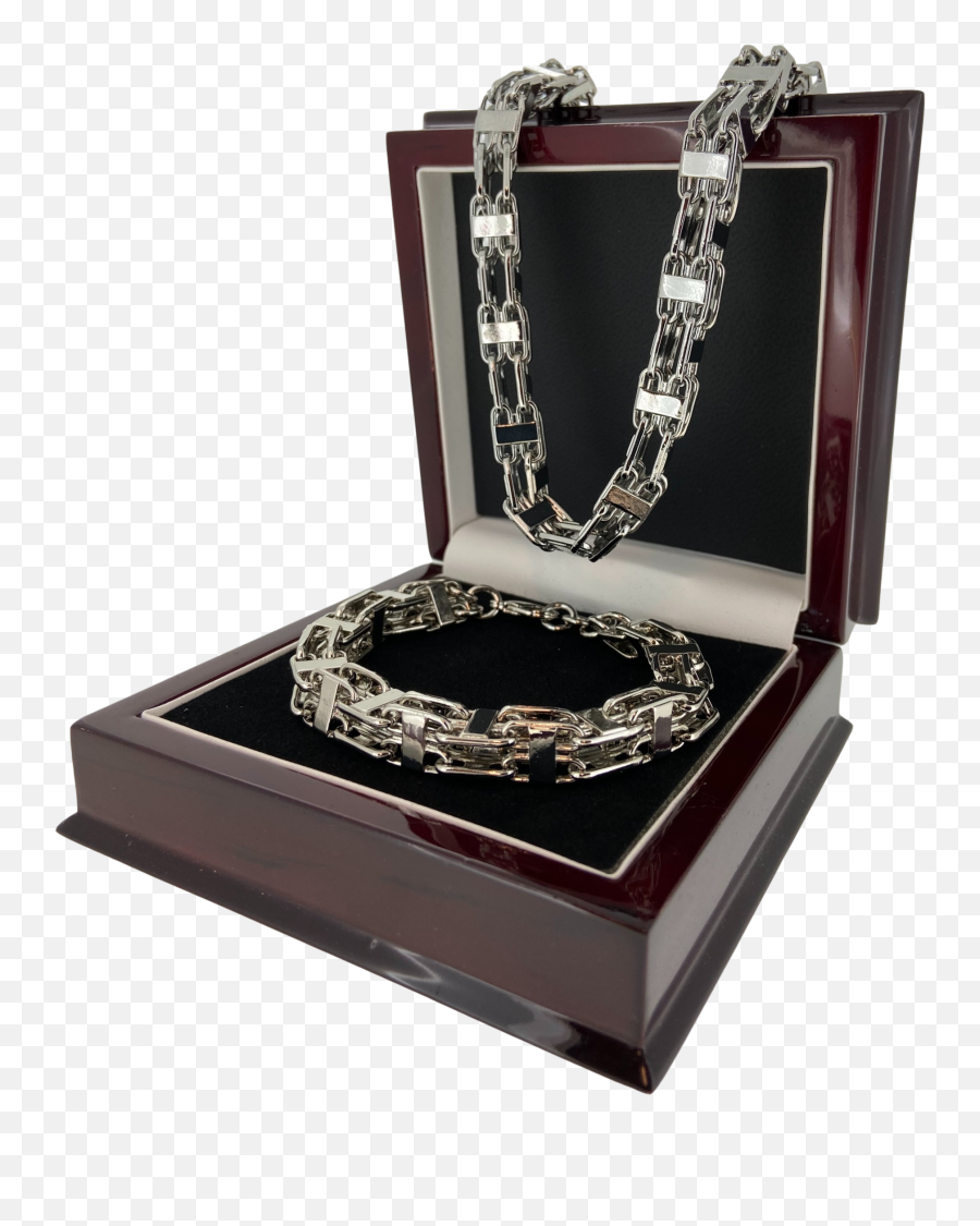 Set Giant Silver Cage Chain And Bracelet - Solid Emoji,Cage Emoji