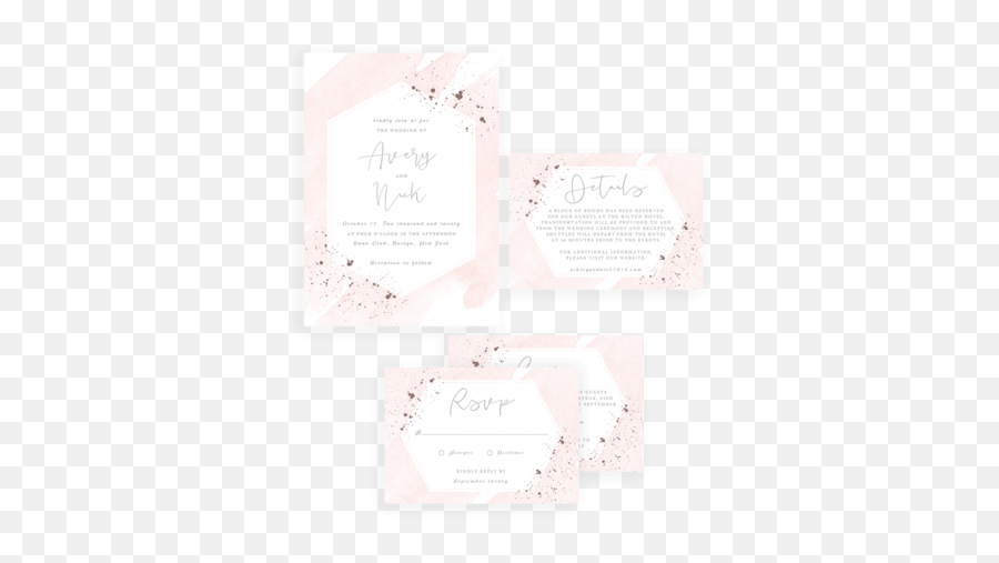Blush Geometric Wedding Invitation Template - Horizontal Emoji,Emoji Invitations Printable Free
