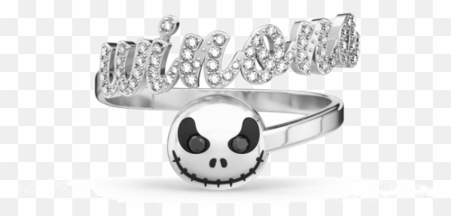 Winona - Custom Diamond Name Ring With Jack Skull Emoji,Emoticon Wedding Ring