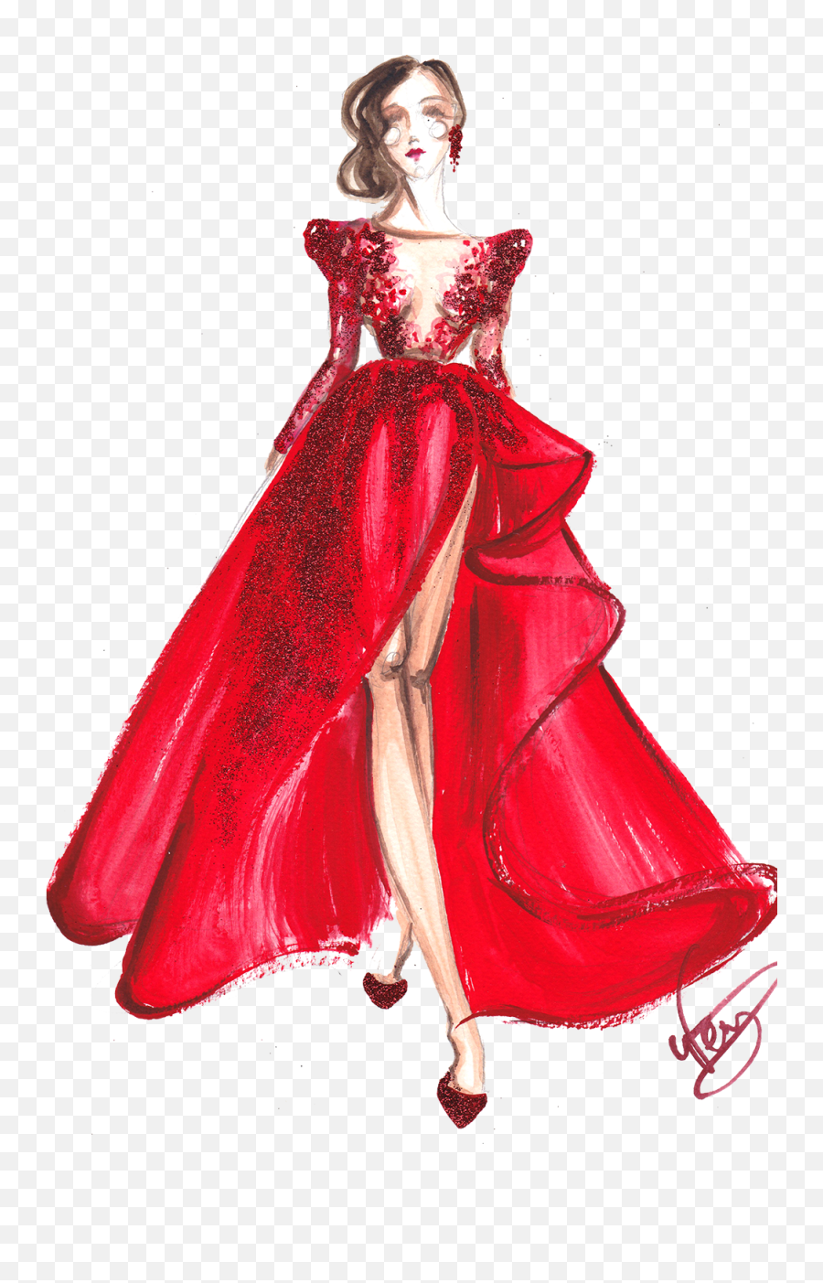 Girl - Floor Length Emoji,Girl In Red Dress Emoji