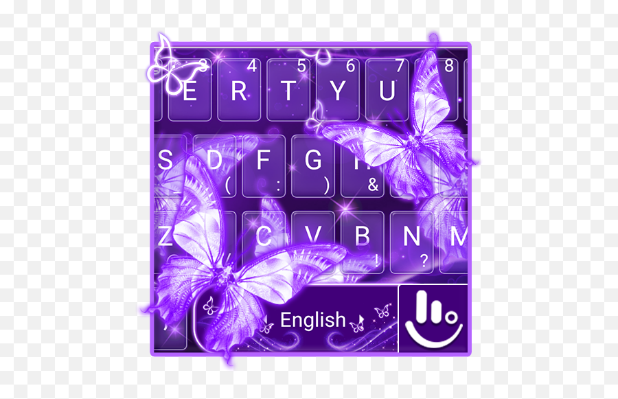Purple Neon Butterfly Keyboard Theme - Girly Emoji,Emoji Keyboard For Galaxy S7