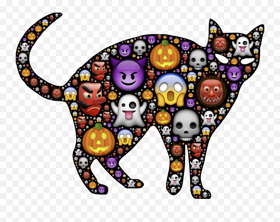 Colorful Halloween Cat - Halloween Cat Emoji,Halloween Cat Emoji