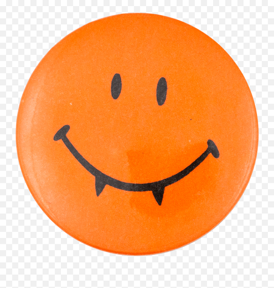 Orange Fanged Smiley Busy Beaver Button Museum - Happy Emoji,Vampire Emoticons